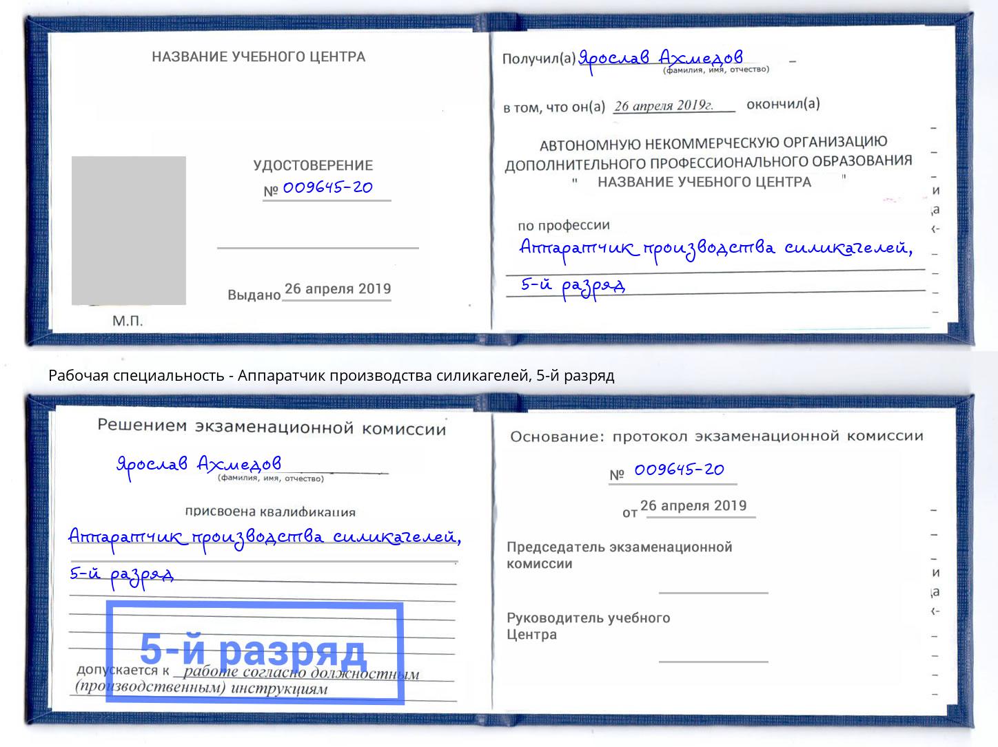 корочка 5-й разряд Аппаратчик производства силикагелей Лангепас